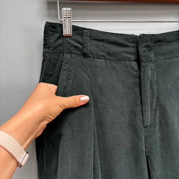 Marine Layer Flora Micro Corduroy Trouser in Dark Green Gables 4 - Picture 8 of 12